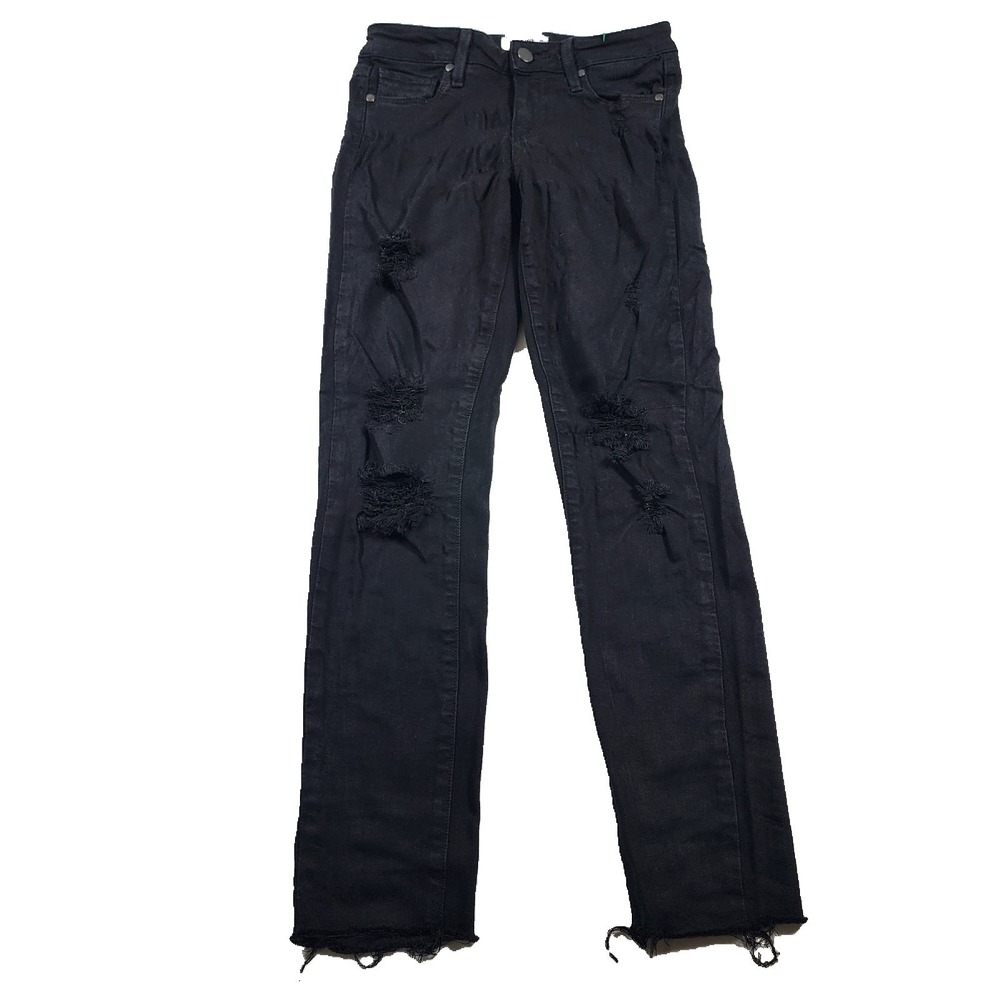 Paige Jeans Womens 25 Verdugo Ultra Skinny Low Rise Grunge Black Stretch Denim